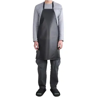 Schürze wasserdichte, ölbeständige Schürze, Herren- und Damen-Arbeitsschürze, PVC, schwarz, Hotel-Wasser-Kochschürze for Küchenbereiche, Arbeitsreiniger(Color:S)