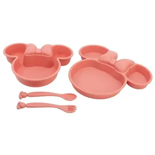 Stor 4-teiliges Geschirrset aus PP (Teller, Schüssel und Besteck) in Box Minnie Mouse Herz