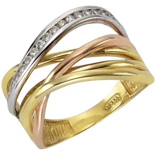 Fascination by Ellen K. Fascination Ring 333 Gold 3-farbig Zirkonia Weiß/Gold/Gelb Gr. 53,5