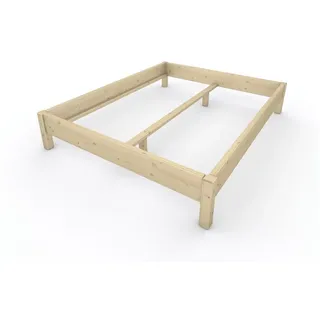 TUGA-Holztech Massivholzbett Holzbett Naturholzbett 160 x 200 cm 38 cm Bettgestell ohne Kopfteil, Br 70 80 90 100 120 140 160 180 200 Lg 200 220 H=38/48/58 cm 160 cm x 200 cm x 38 cm