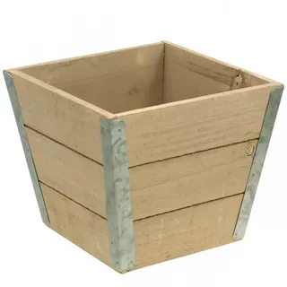 Viana Dekotablett Blumenkasten Holz Übertopf Shabby Chic Beige Pflanztopf 19x19x15,5cm