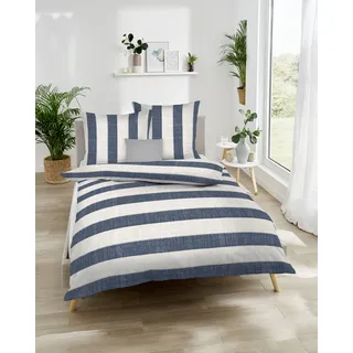 KAEPPEL College Gestreift Blau 135 x 200 cm + 2 x 80 x 80 cm