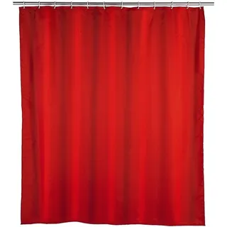 Anti-Schimmel Duschvorhang rot einfarbig Textil 180 cm x 200 cm, Wenko, 180x200 cm