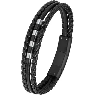 s.Oliver Armband Edelstahl Leder schwarz 2018842 Größe 16,5+1,5 cm