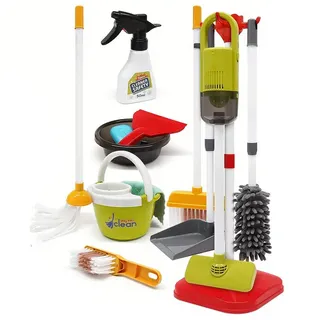 nsihing Kinder-Haushaltsset Putzspielzeug-Set für Kinder mit funktionierender 2-in-1-Staubsauger, (14-tlg), Haushaltsspielzeug für Kinder von 3–7 Jahren,Montessori Lernspielzeug