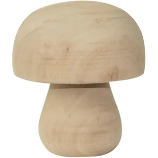 Deko Figur Pilz aus Paulowniaholz - Handgefertigt, hübsche Maserung, braun - Stimmungsvolle Holz Dekoration für Fenstersims & Tisch, 12x14cm