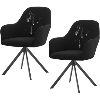 GUYIRT Stuhlhussen mit gebogener Rückenlehne, wasserdicht, gebogene Rückenlehne, für Esszimmer, Set mit 1, 2, 4, 6, Barhocker-Sitzbezug, kratzfest, Schwarz, 2 Stück