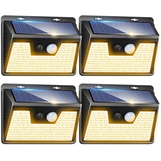 Peasur [4 Stück] Solarlampen für AußEn mit Bewegungsmelder, 3000K 140LED 180°Solarleuchten für AußEn 3 Modi LED Solar mit Bewegungsmelder Wasserdichte Solarleuchte mit Bewegungsmelder für Garten