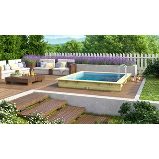 Karibu Rechteckpool Massivholzpool kdi Schwimmbecken Gartenpool, Massivholz, witterungsbeständig, wetterfest