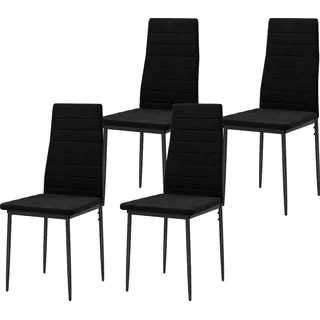 HOMCOM Esszimmerstühle 4er-Set Küchenstuhl mit Rückenlehne, Samtoptik, Armlose Stühle, Polsterstuhl mit Metallbeine, Sessel für Esszimmer, Wohnzimmer, Schwarz   Aosom