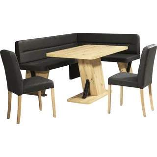 Home Affaire Eckbankgruppe HOME AFFAIRE "Laros Sitzgruppe, Eckbank, Stühle, Tisch", schwarz (schwarz, schwarz, natur), B:182cm H:85cm T:141cm, 70%PES/30% CO, Sitzmöbel-Sets, Eckbankgruppe, perfekt für Küche, Esszimmer, Wohnzimmer, Bestseller