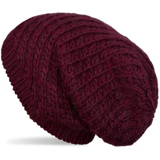 Stylebreaker Grobstrick Beanie Mütze Bordeaux-Rot