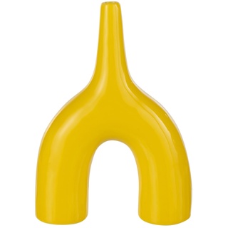 J-Line Abstrakte Vase, glänzendes Porzellan, Gelb, Größe S