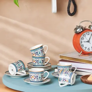 KARACA Kaffeetassen-Set 0,08 l Blumenmuster 6 St.