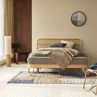 Doppelbett aus Rattan mit Lattenrost 160x200 cm