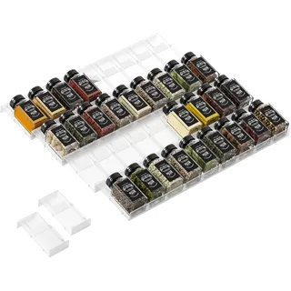 Famhap Gewürz Organizer Gewürzregal Schublade 36 Stück | Verstellbarer, Küchen Organizer, Rutschfest, Robustem ABS-Kunststoff, Werkzeuglose Montage, Spice rack für Küche Bad Büro