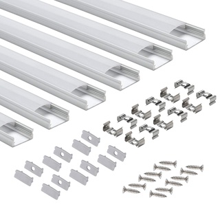 LED-Profil 6 × 1M, StarlandLed 6-Pack LED-Aluminium Profil U-Form mit Abdeckung, Endkappen und Montageclips für LED-Streifen-Lichter ...