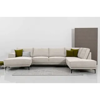 OTTO home Wohnlandschaft OLAND Struktur fein U-Form, XXL, B: 345 cm, Skandi-Design braun