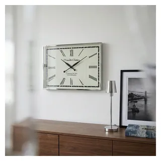 Antikas Wanddekoobjekt Premium Wanduhr römische Ziffern, rechteckig, Nickel, Glas Weiß weiß