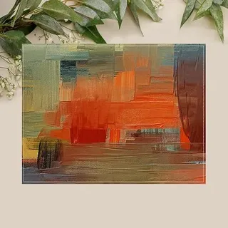 Platzsets Abwaschbar Grün Orange Abstract Tischsets Abwaschbar 2er Set Tischsets Platzsets Hitzebeständig Platzdeckchen rutschfest Platzsets Platzdeckchen Stoff (45x30cm)