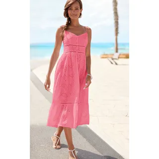Midikleid BUFFALO Gr. 38, N-Gr, pink Damen Kleider Strandkleider mit hochwertiger Lochstickerei Bestseller