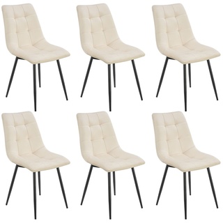 Juskys Esszimmerstühle Blanca 6er Set - Samt Stühle gepolstert - Stuhl Esszimmer & Küche Beige