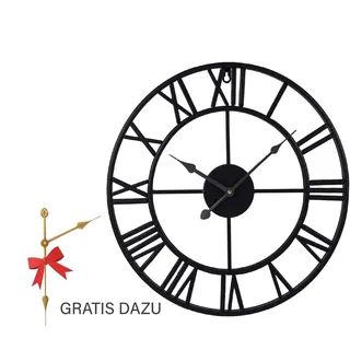 Samilito Wanduhr im Vintage-Stil Rund, 2cm Rahmen, römische Ziffern, leises Quarzwerk (Leises Quarzwerk, sanftes Ticken statt Störgeräusch, dicker Rahmen) schwarz