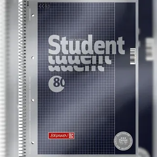 Brunnen Collegeblock Premium Student A4 grau kariert