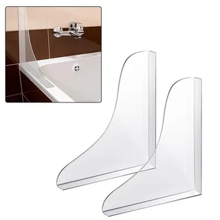 HpLive 2pcs Dusche Spritzschutz, Badewanne Ecke Groß Spritzschutz, Selbstklebend Acryl Klar Dusche Wasserschutz für Badezimmer Badewanne, 1691886403