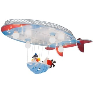 Elobra Deckenlampe Kinderzimmer "Luftschiff mit Joe" | Süße Deckenlampe Sternenhimmel mit Luftschiff-Design, Serienschaltung, Handarbeit, blau/rot/weiß incl. 20 LED`S, Made in Germany