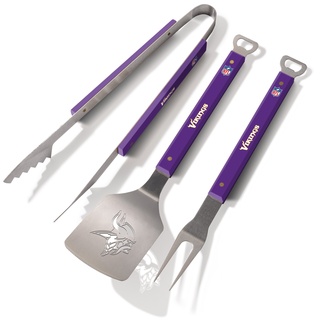 Sportula Produkte 9026792 Baltimore Ravens Spirit Serie 3 Stück Grill Tool Set, silber Minnesota Vikings silber