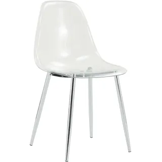 STILVORA Standard Esszimmerstühle 4er-Set Kunststoff transparent, Metall silber, 83 cm