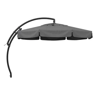 Sun Garden Easy Sun TM Ampelschirm 350 cm | rund | Aluminium Anthrazit | 100% Olefin (ca. 190 g/m2) | 360° drehbar | Öffnung mit Kurbel | Bezug in Grau B055 - 350 cm