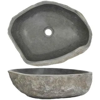 vidaXL Flussstein Waschbecken Oval 45 x 34 cm 146214