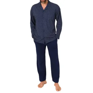 normann Pyjama Herren Langarm Schlafanzug Blau 68/70