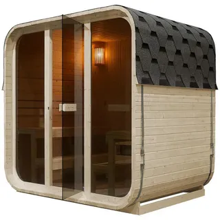 Artsauna Fasssauna Fjora 9 kW Ofen Glasfront