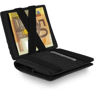 West - Magic Wallet (Klassiker) mit großes Münzfach - inklusive edler Geschenkbox - Geldbeutel mit Münzfach - Der perfekte Begleiter für unterwegs - RFID Datenschutz (Schwarz)