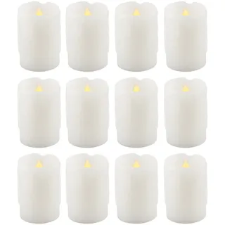 GLOBO LED Kerze Dekoleuchte Kerzenlicht Batterie, Schalter, 0,6 Watt, DxH 5x7,5 cm, 12er Set