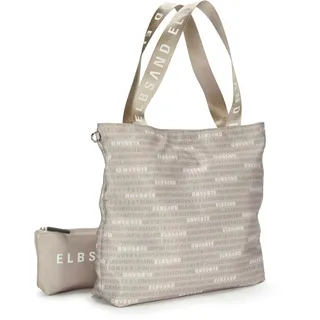 ELBSAND Strandtasche Shopper Kunstleder Beige/Mehrfarbig