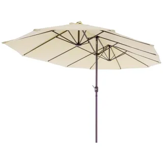 Doppelsonnenschirm XXL Sonnenschirm Creme m. Kurbel 4,65m Polyester 180g/m2