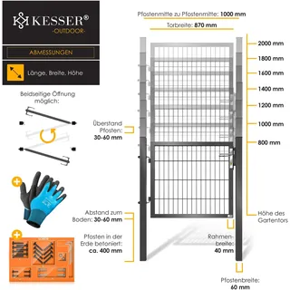 Kesser Gartentor Premium 80 x 106 cm Anthrazit 
