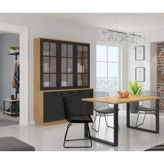 Küchen-Preisbombe Küchenbuffet Buffetküche Stilo 150 cm Esszimmer Landhaus Grau Eiche Buffet Küche grau