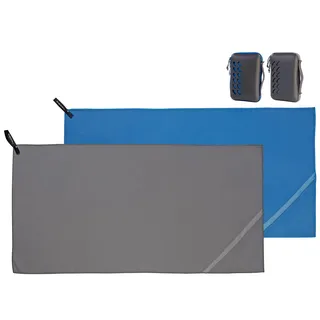 PEARL Handtuch Outdoor: 2er-Set Mikrofaser-Handtücher, 100 x 50 cm, anthrazit & blau (Microfaser Handtuch Outdoor, Fitnesshandtuch, Badetuch)