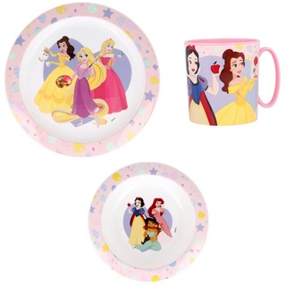 Disney Kindergeschirr-Set Disney Prinzessinnen Arielle Kinder Geschirr-Set 3 teilig, 1 Personen, Kuststoff, Becher Teller Schüssel bunt
