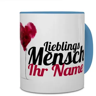 printplanet® Tasse mit Namen personalisiert - Motiv Lieblingsmensch individuell gestalten - Farbvariante Hellblau