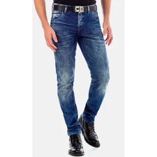 5-Pocket-Jeans CIPO & BAXX "Jeans", Herren, Gr. 42, Länge 34, blau (blau denim), 98% Baumwolle, 2% Elasthan, unifarben, Basic, regular fit lang, Jeans 5-Pocket-Jeans, im Straight Fit