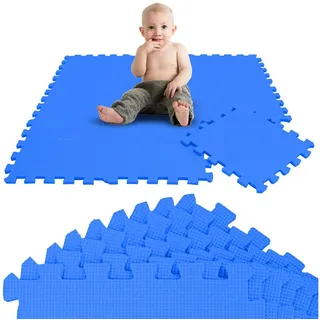 LittleTom Puzzlematte 9 Teile Baby Kinder Puzzlematte ab Null - 30x30cm, Baby Kinder Puzzlematte blau blau