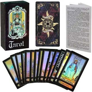 Xrten 78 Tarotkarten Set mit Anleitung für Anfänger - Zukunft Spiel-Karten-Set mit Bunter Vintage Box (Knight Tarot)