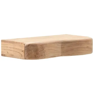 Wandregal Akazie Massivholz mit Schublade, 40 cm für Flur & Wohnzimmer