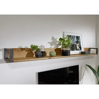 Wandboard Wandregal 150cm Eiche massiv geölt & Metall gebürstet NEU OVP!!!